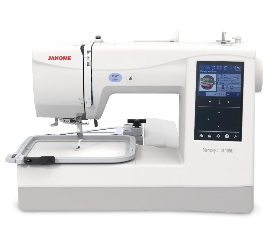 Máquina de Bordar 1 Agulha Janome MC100E Com Área 14x14CM